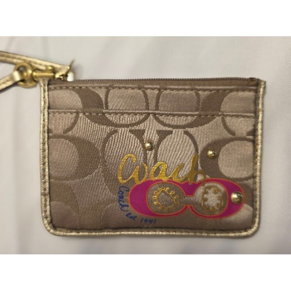 Vintage Coach ID Credit card Wristlet Mini Skinny Wallet